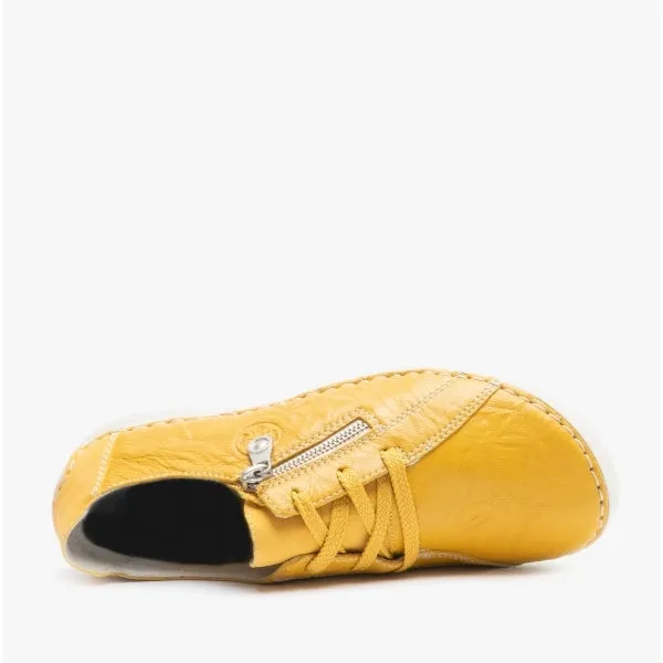 52511-68 Ladies Leather Casual Shoes Yellow