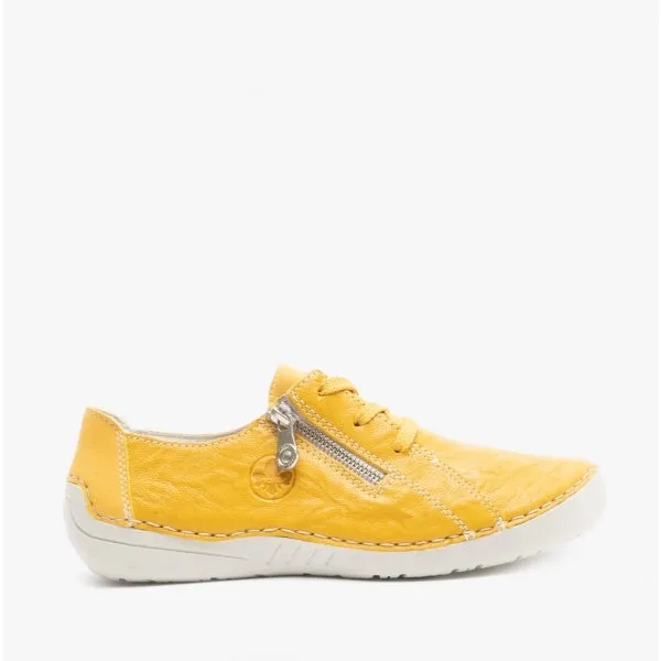 52511-68 Ladies Leather Casual Shoes Yellow