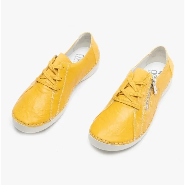 52511-68 Ladies Leather Casual Shoes Yellow