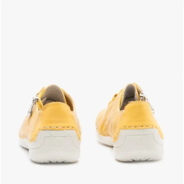 52511-68 Ladies Leather Casual Shoes Yellow