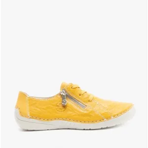 52511-68 Ladies Leather Casual Shoes Yellow