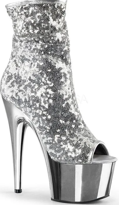 7" Heel Sequins Open Toe Ankle Boot (ADORE-1008SQ)