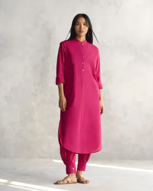 Basic Long Length Kurta - Berry