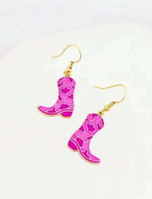 Beautiful Pink Cowboy Boot Earrings