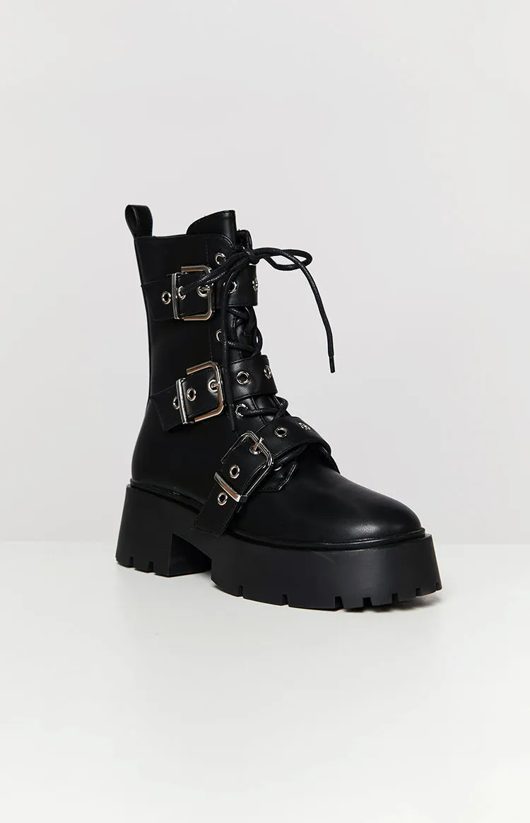 Billini Xyola Black Buckle Up Boots