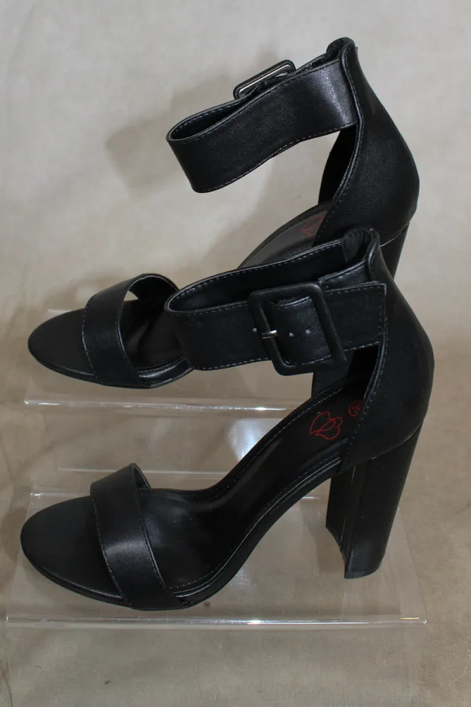 Black Heeled Buckled Sandal