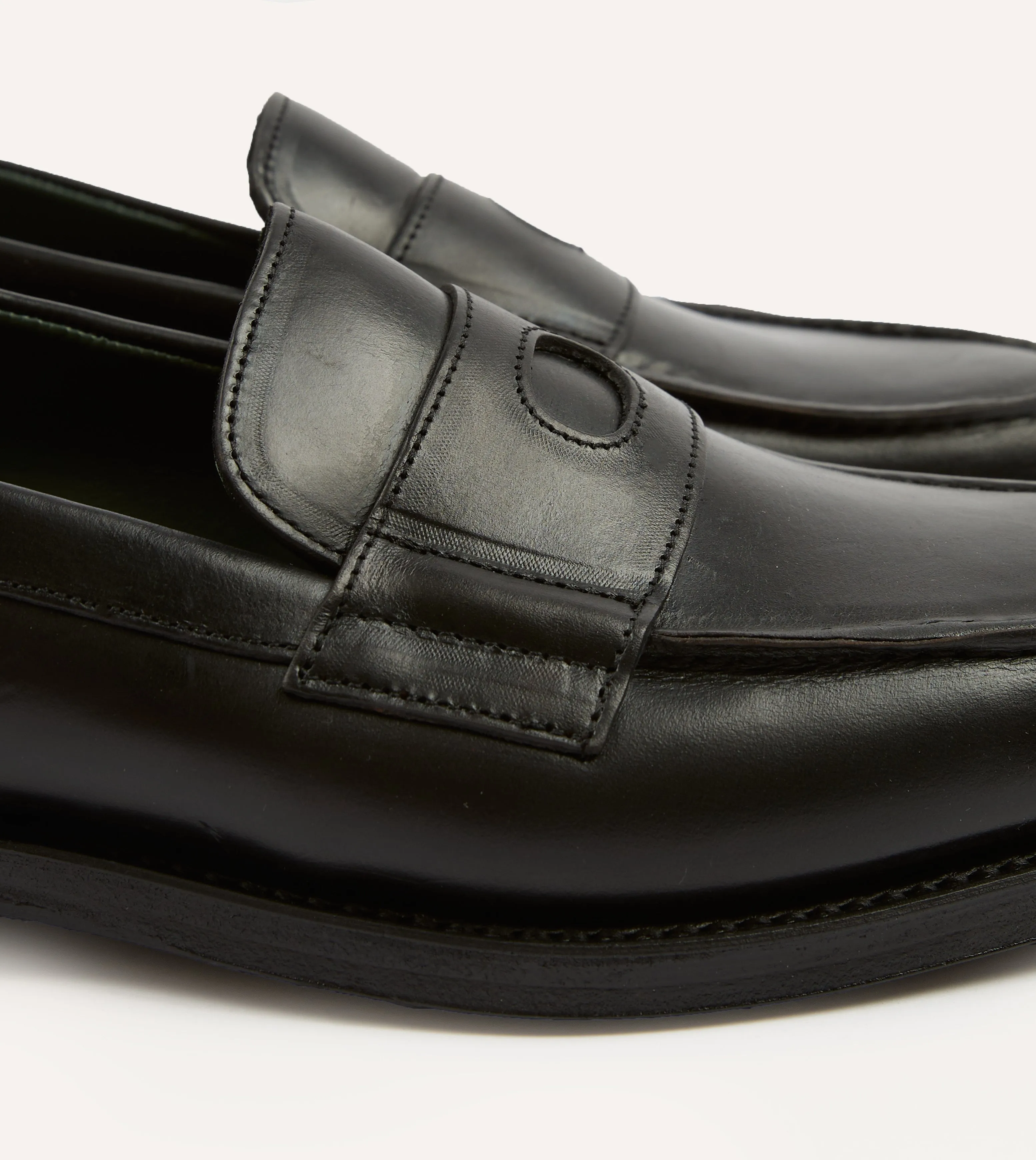 Black Leather Charles Goodyear Welted Penny Loafer