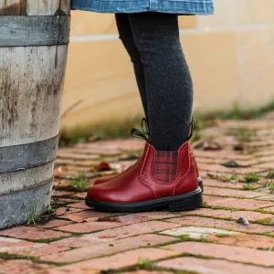 Blundstone #2192 - Kids Red with Burgundy Tartan Elastic