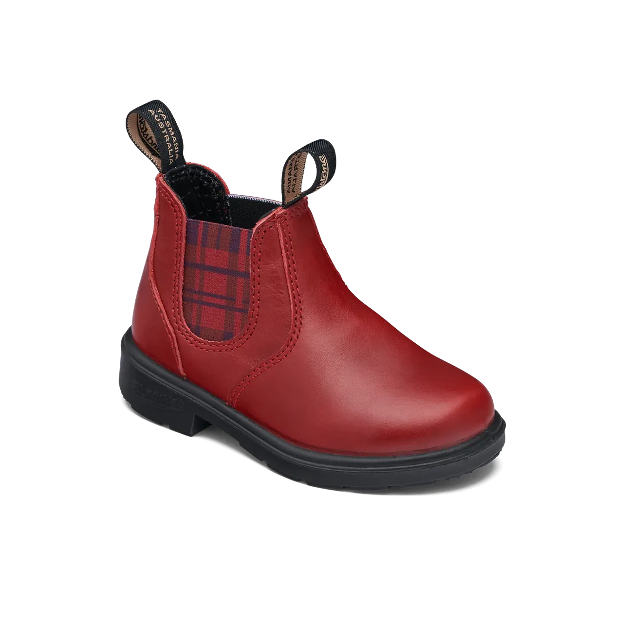 Blundstone #2192 - Kids Red with Burgundy Tartan Elastic