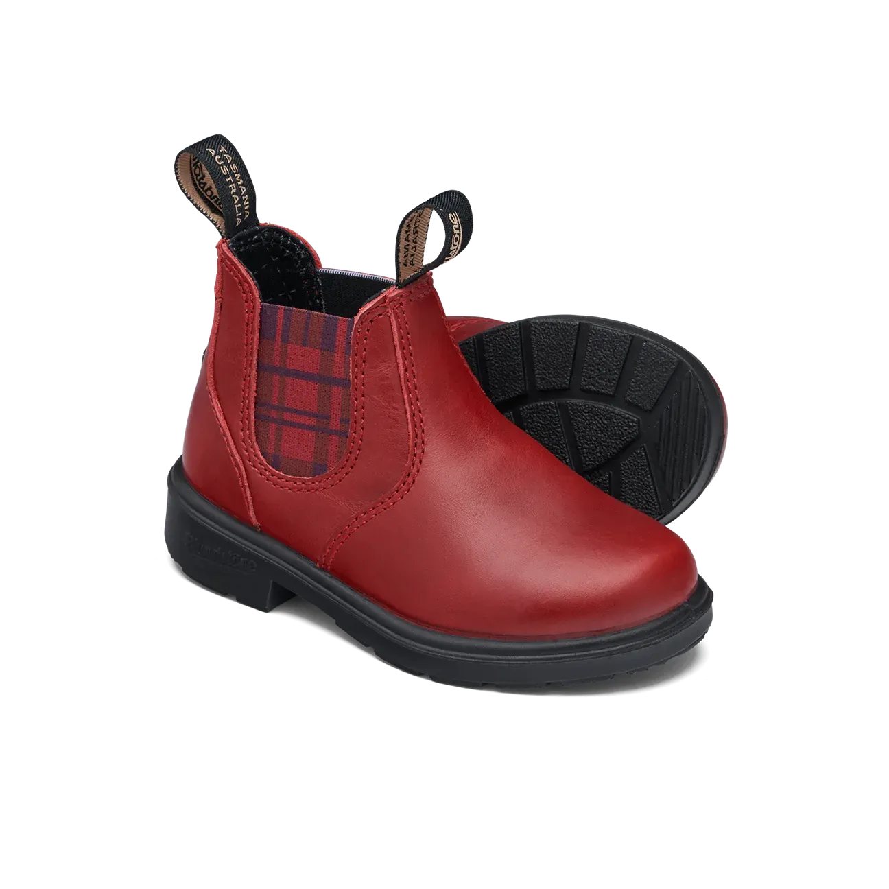 Blundstone #2192 - Kids Red with Burgundy Tartan Elastic