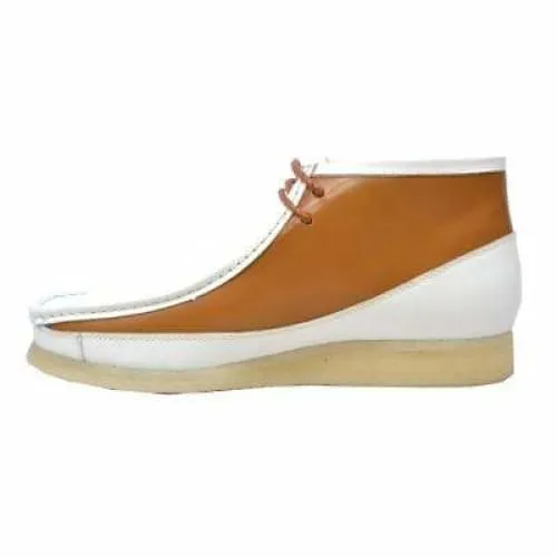 British Walkers Walker 100 Wallabee Boots Men's White and Tan Leather