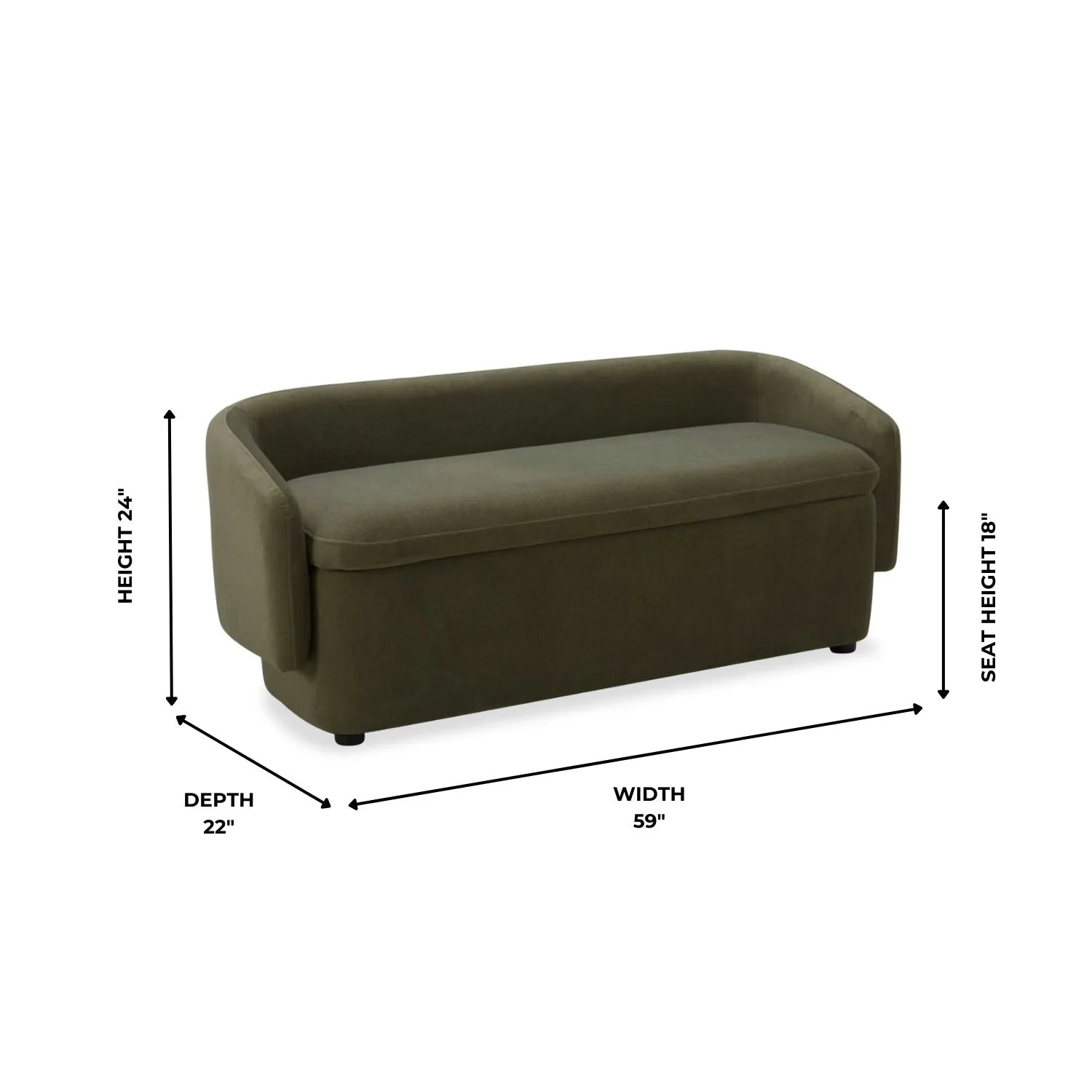 Capri Velvet Forest Storage Bench Ottoman