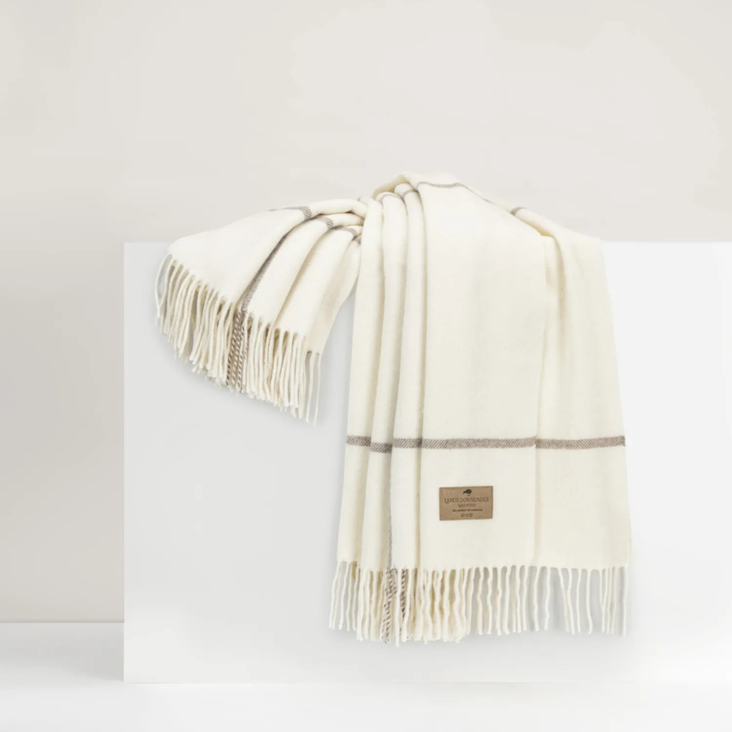 Cashmere Ecru & Taupe Throw