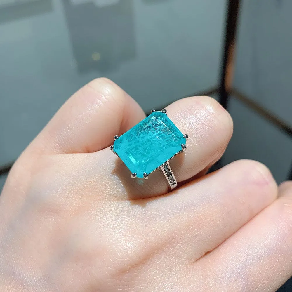 Charms Big Gemstone Paraiba Tourmaline Ring