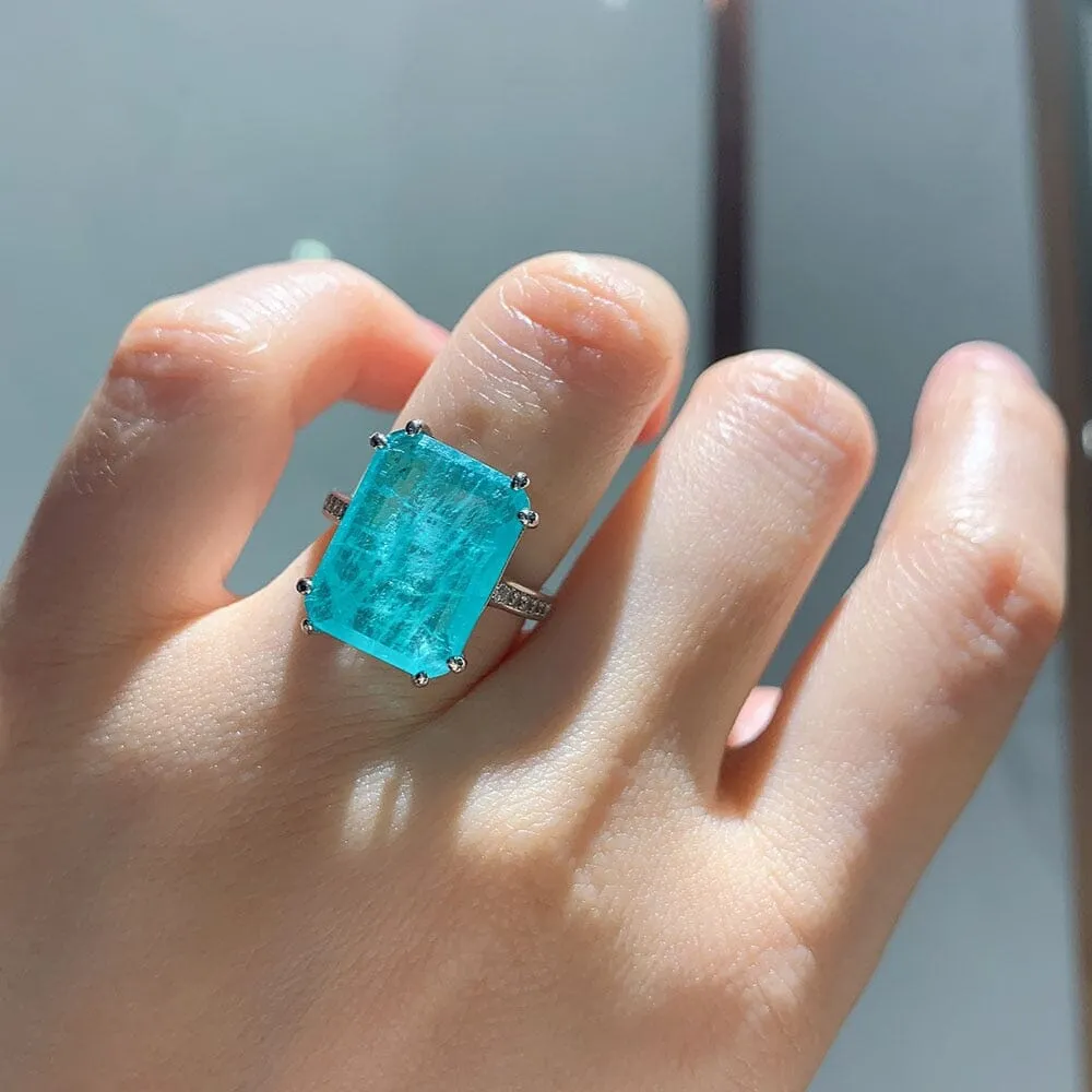 Charms Big Gemstone Paraiba Tourmaline Ring