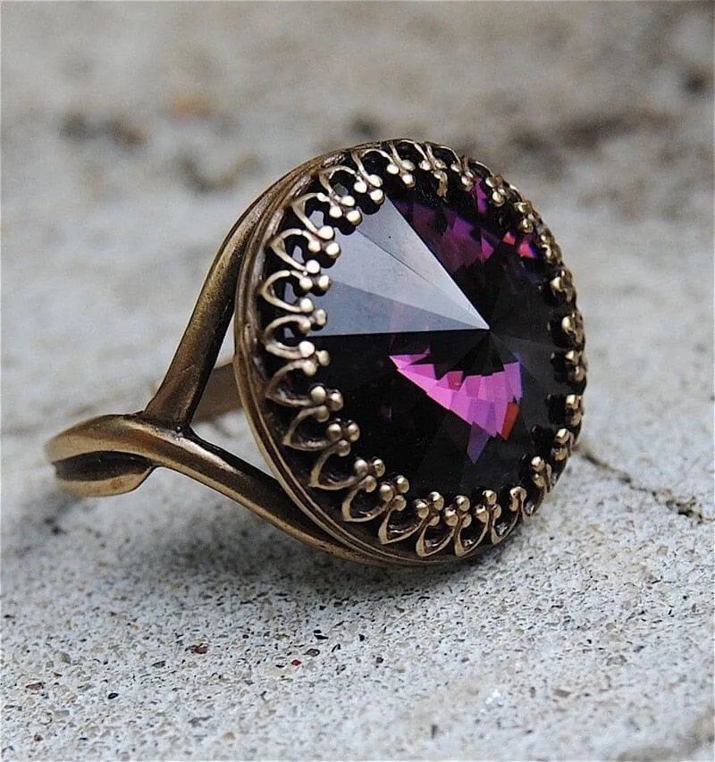 Creative Round Amethyst Vintage Ring