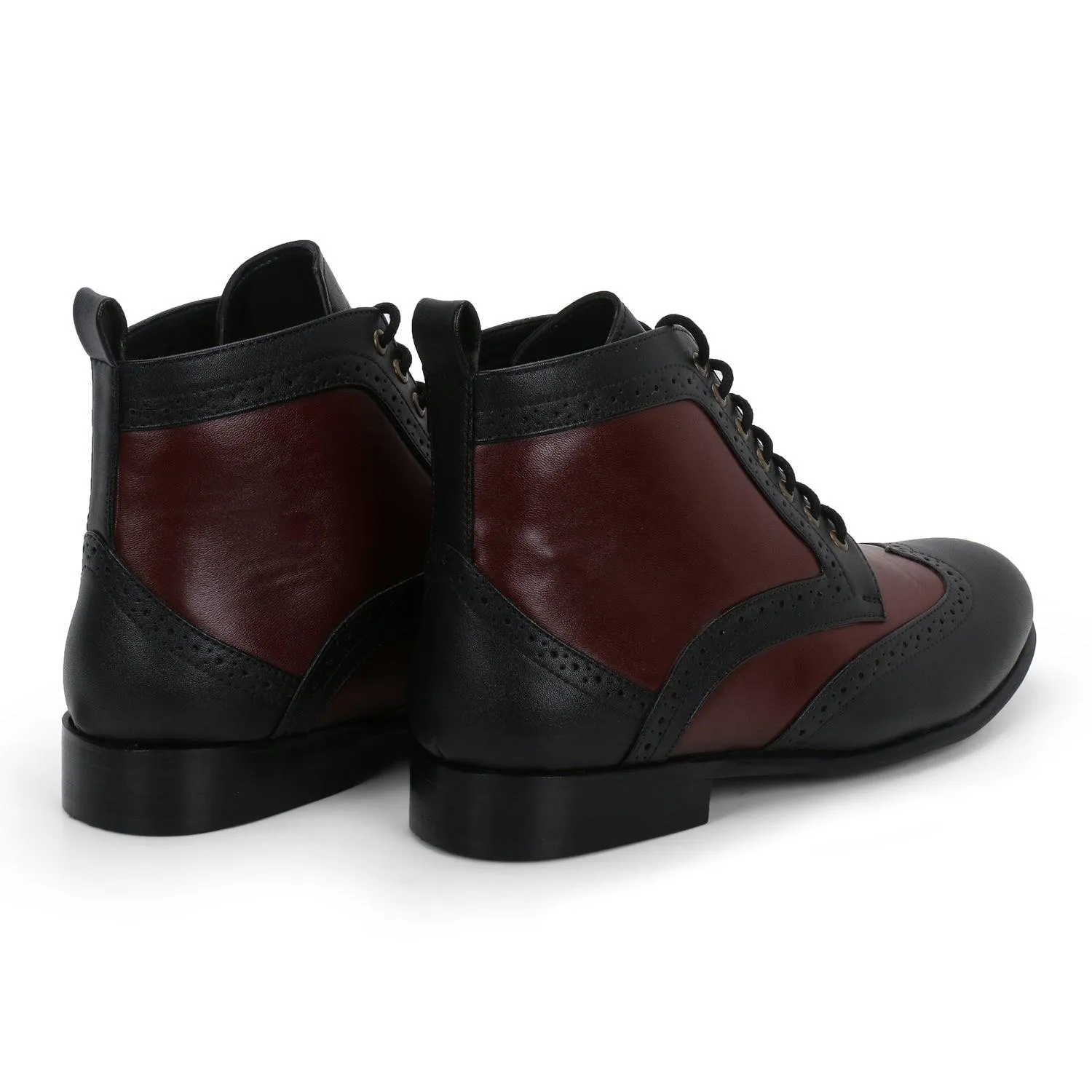 Dayton Black/Maroon Brogue Boots