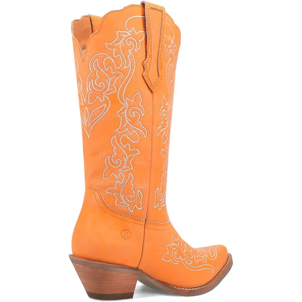 Dingo's Flirty N' Fun Orange Almond Toe Leather Boots