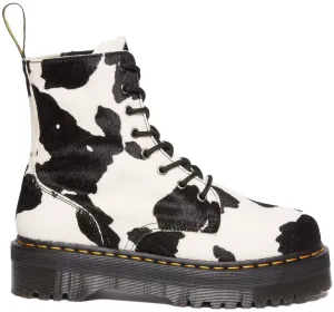 Dr. Martens Jadon Quad Platform Boots - Retro Cow Print Hair-On Leather