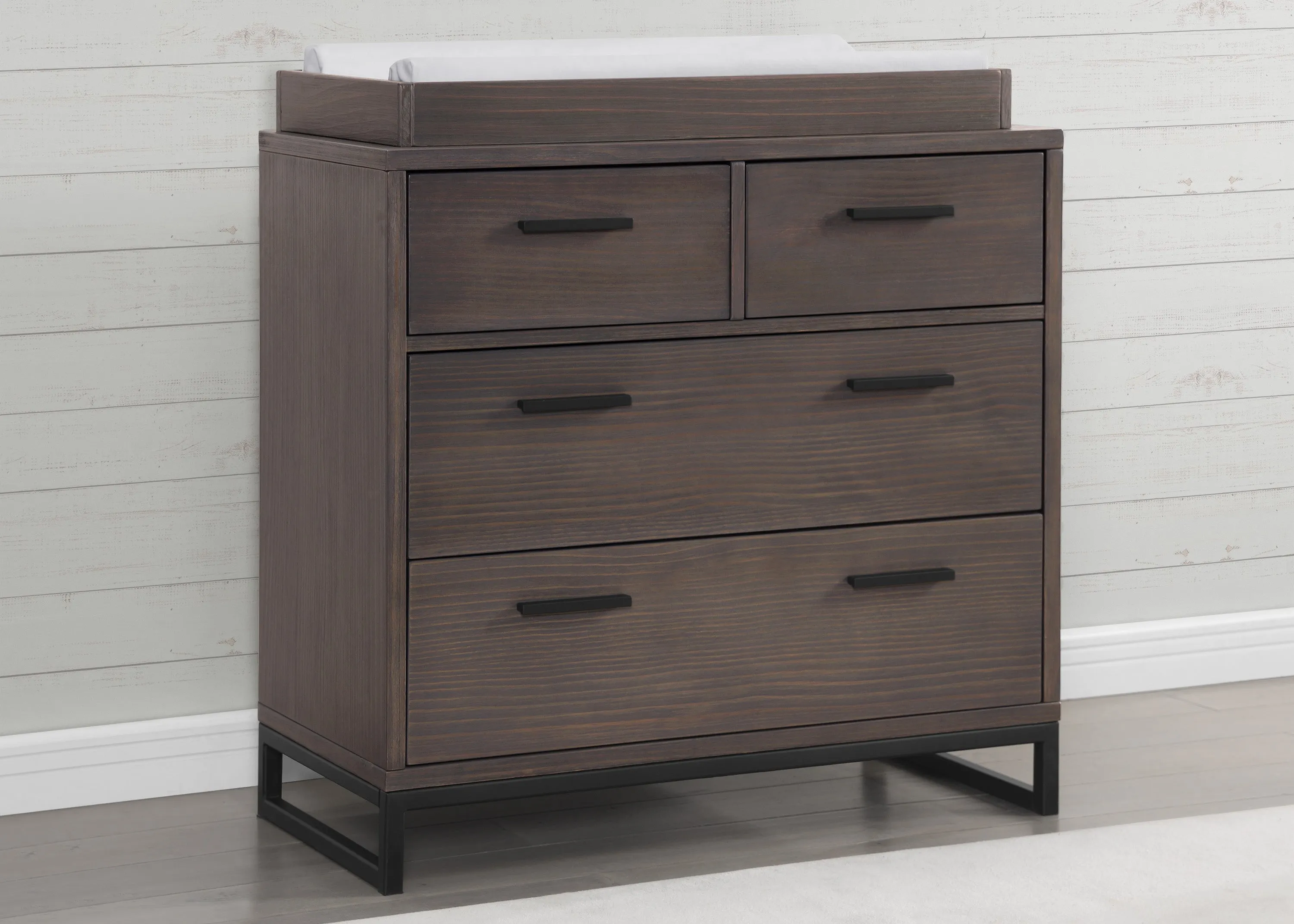 Foundry 4 Drawer Dresser with Changing Top and Interlocking Drawers