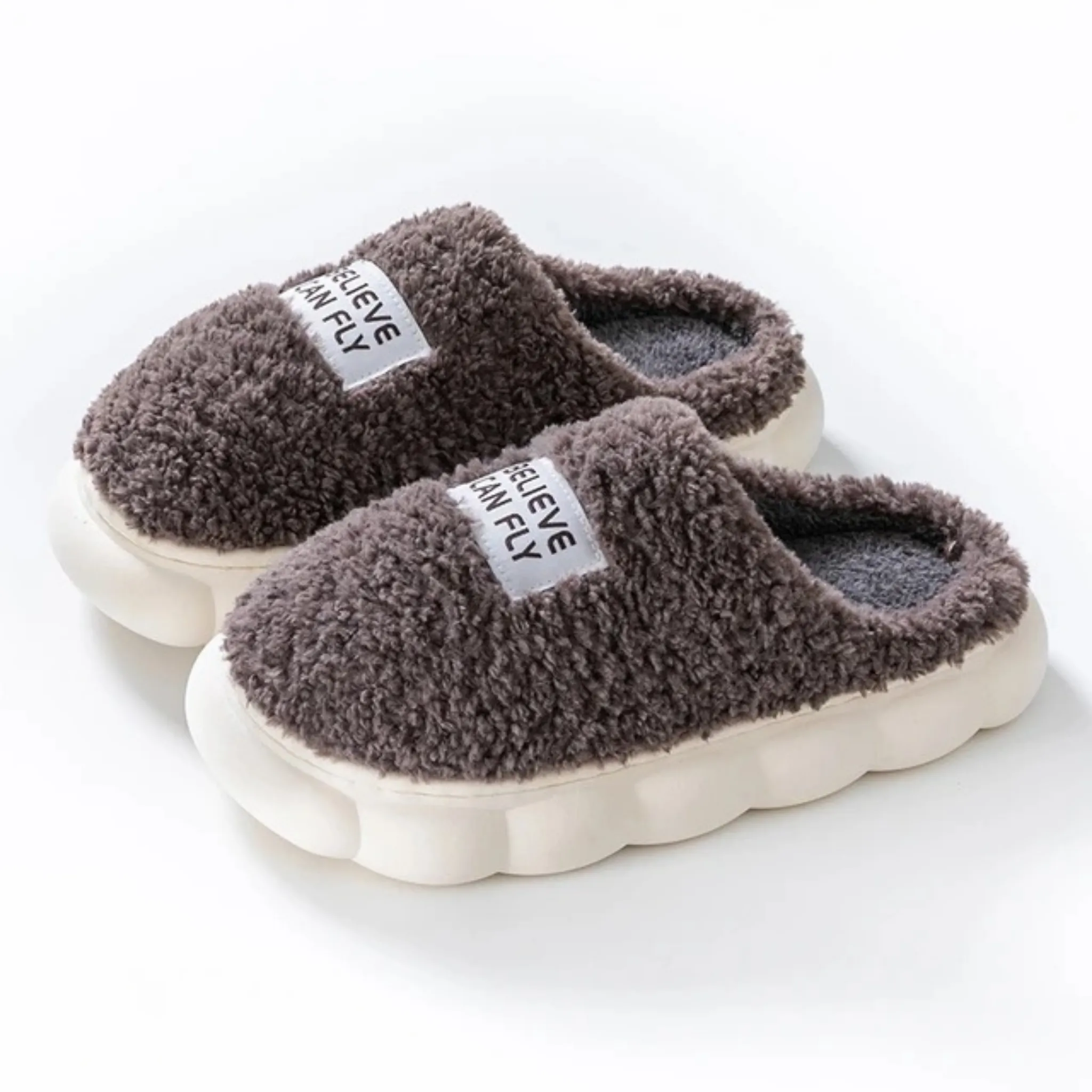 GRW Women Slippers Warm Non-slip Slip On Arch-support Fluffy Home