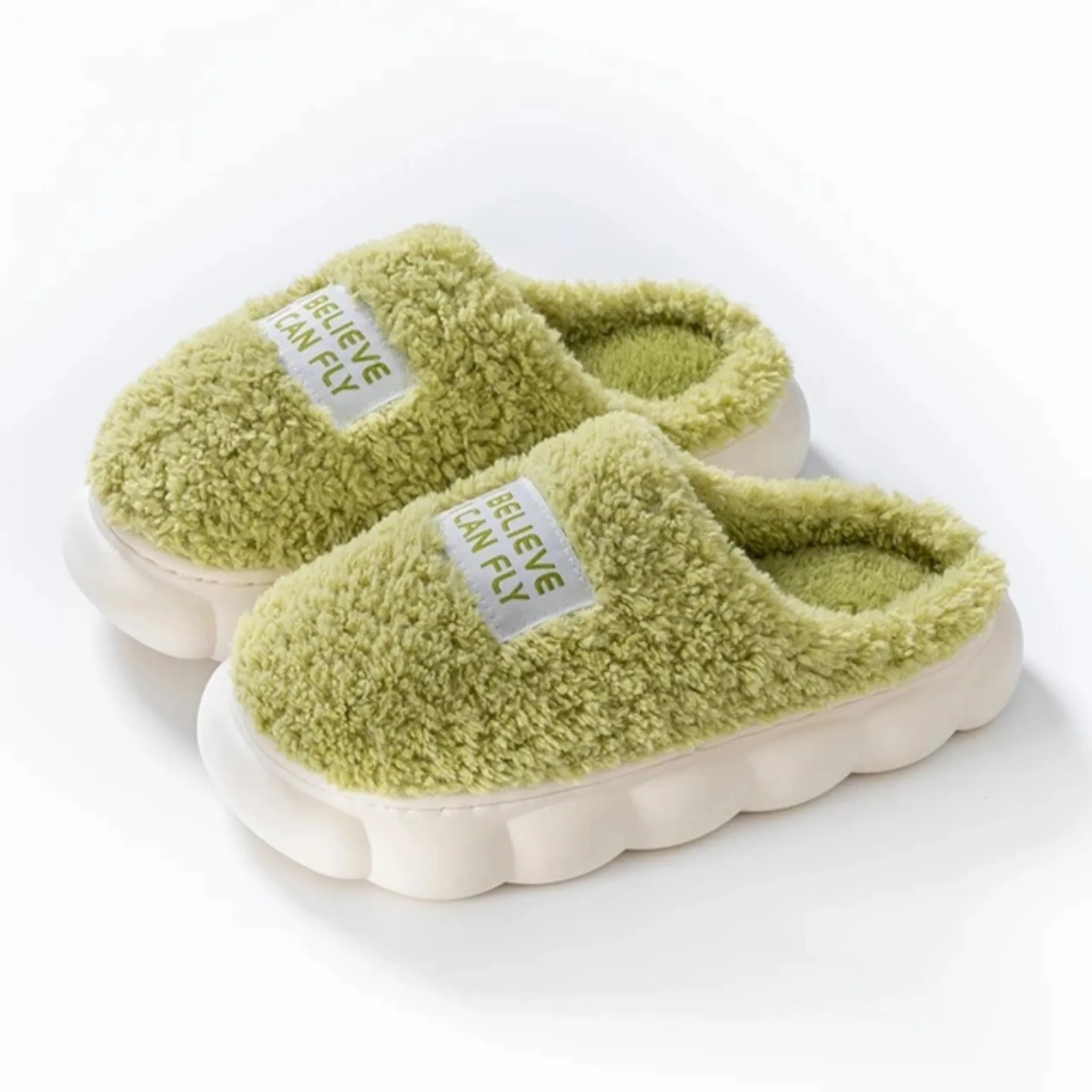 GRW Women Slippers Warm Non-slip Slip On Arch-support Fluffy Home