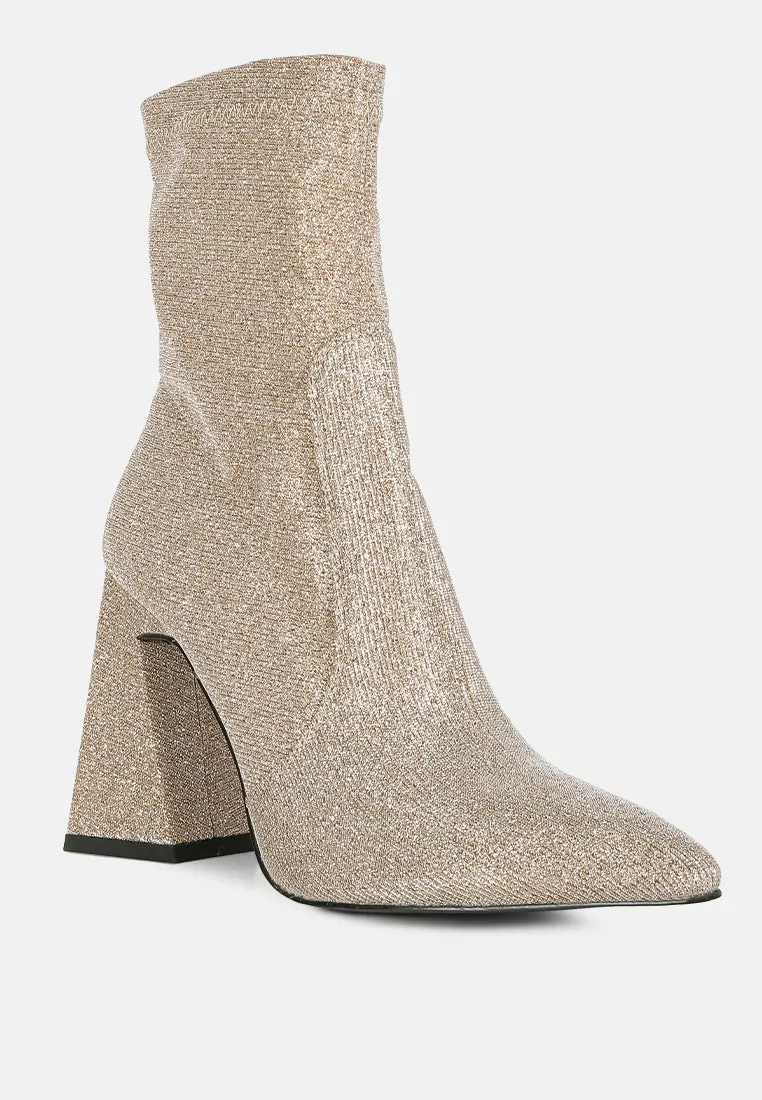 Hustlers Shimmer Block Heeled Ankle Boots