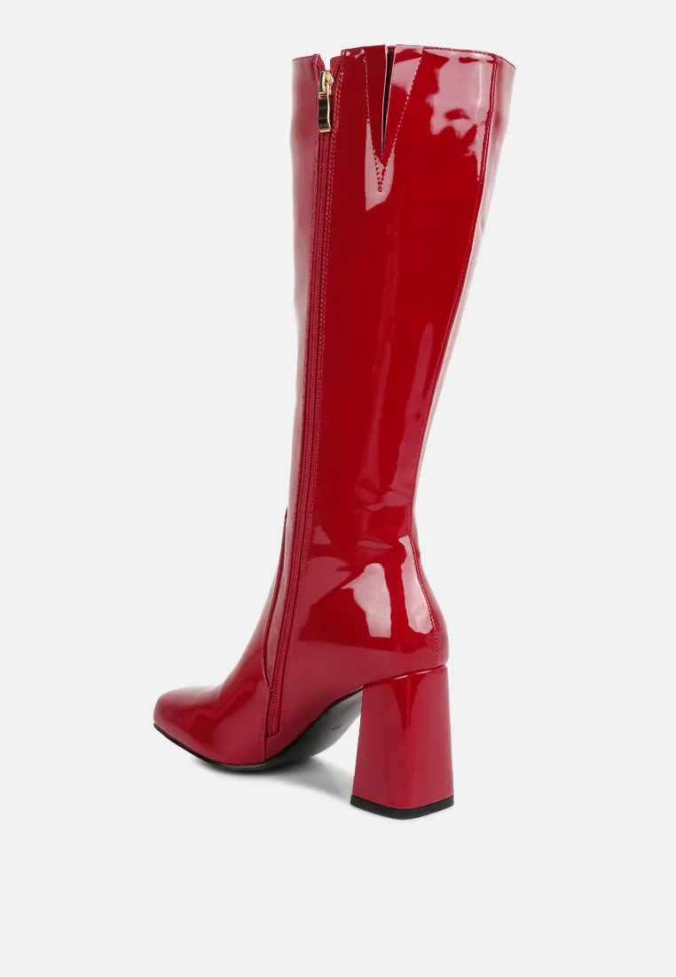 Hypnotize Patent Pu Block Heeled Calf Boots