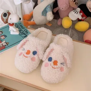 Kawaii Shoes Cartoon Slippers for Home Warm Soft Winter Comfortable Fur Slides for Women's Flip Flops