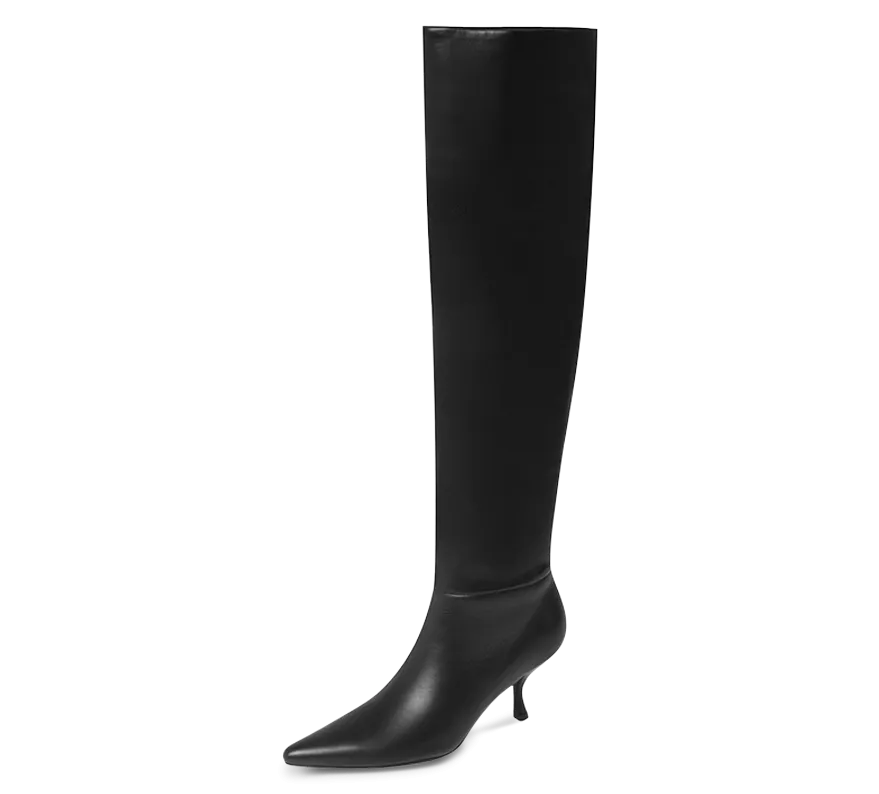 Kitten Heel Knee High Boots