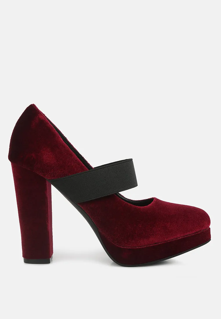 Krause High Block Heel Velvet Pumps