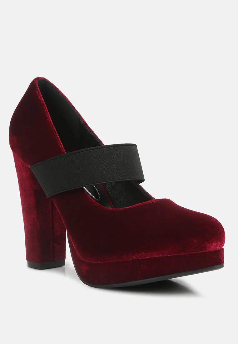 Krause High Block Heel Velvet Pumps