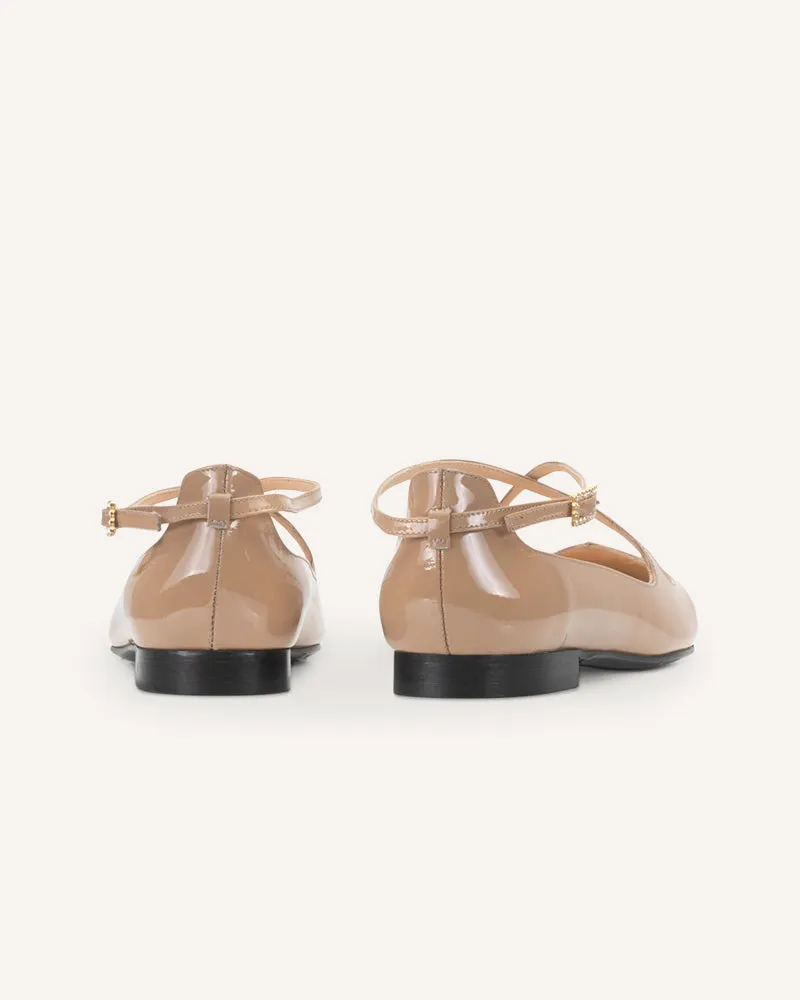 Lover Taupe Patent Flats