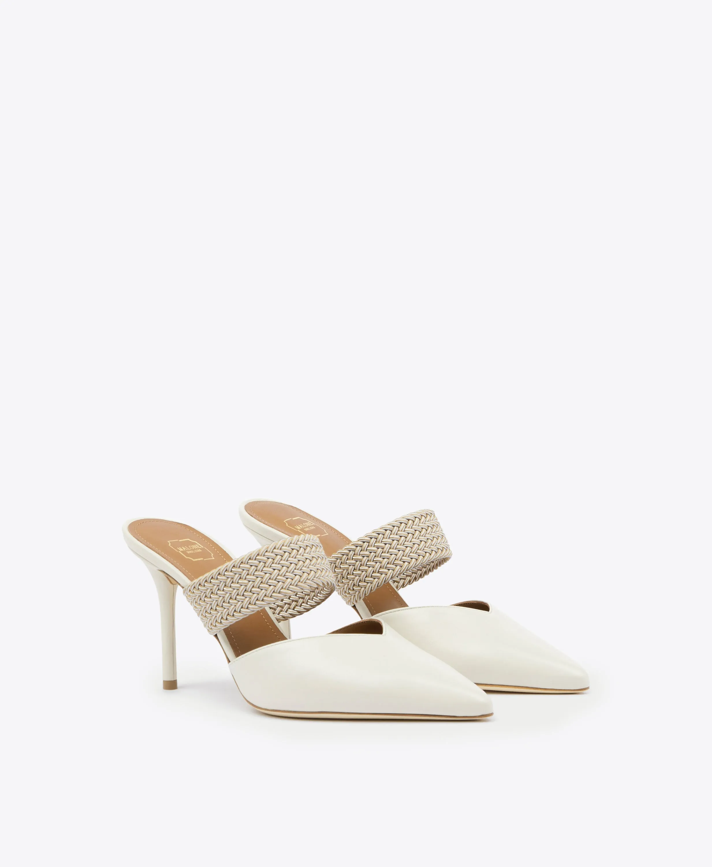 Maisie 85 Cream Leather Mules