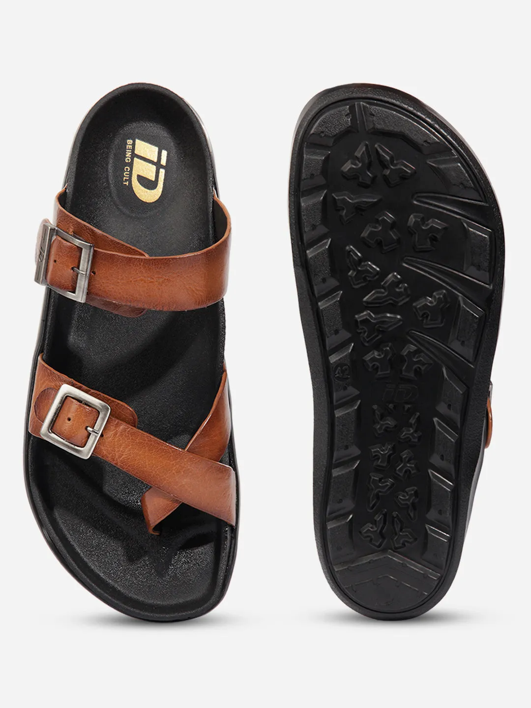 Tan Mens Leather Sandal / Slipper - stylish, comfortable, and durable - ID4223.