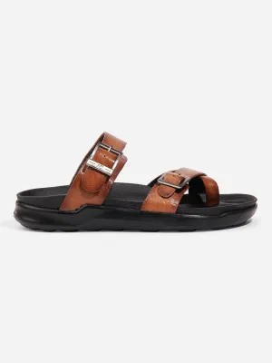 Tan Mens Leather Sandal / Slipper - stylish, comfortable, and durable - ID4223.