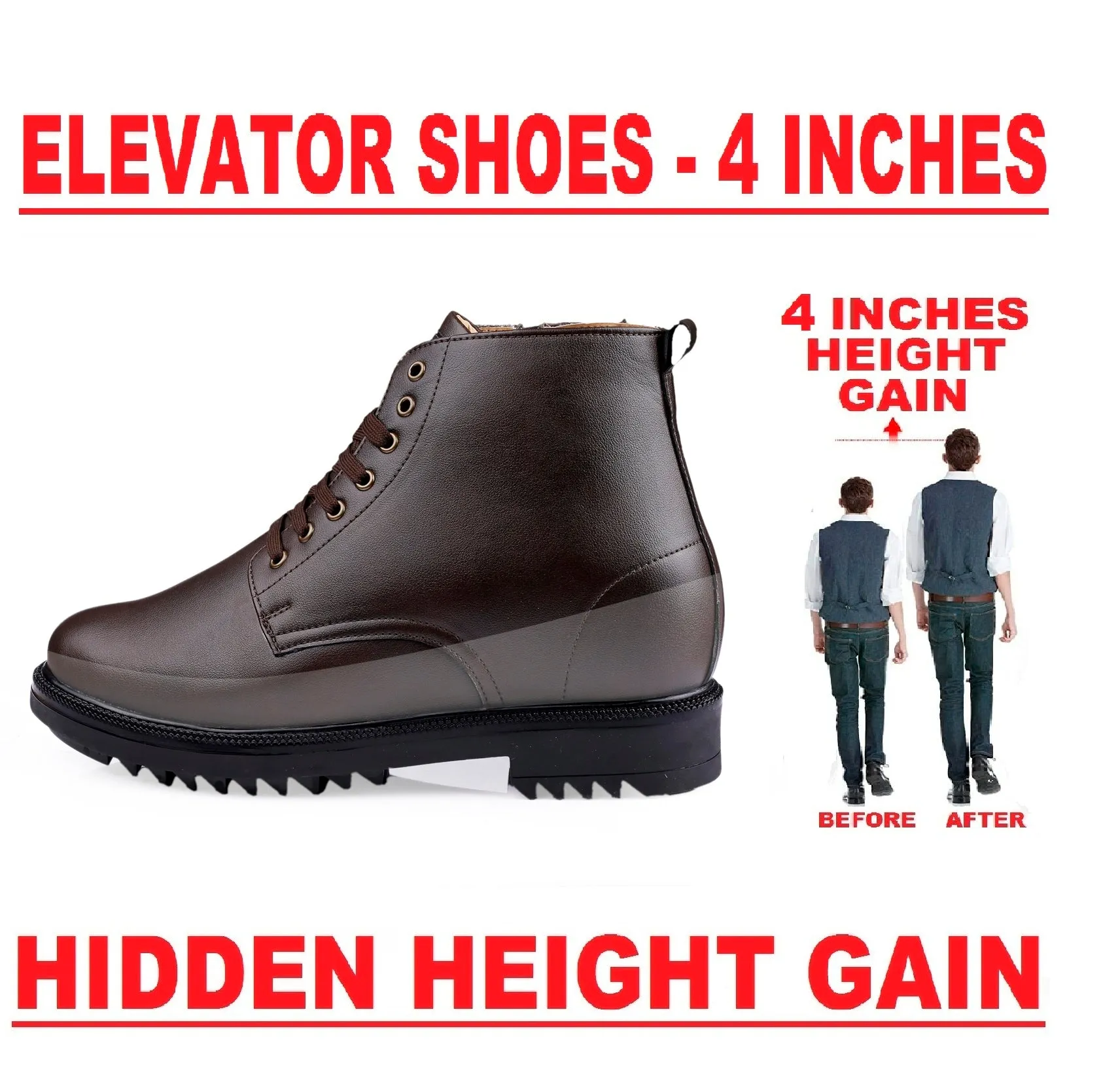 Men's 4 Inch Hidden Height Increasing Trendiest High Ankle Boots