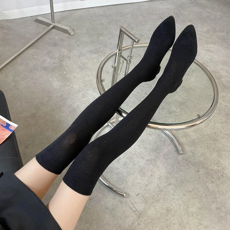 Over-the-Knee Boots Women  New Elastic Socks Boots Chunky Heel High Heel Long Stockings Skinny Boots Spring and Summer Thin