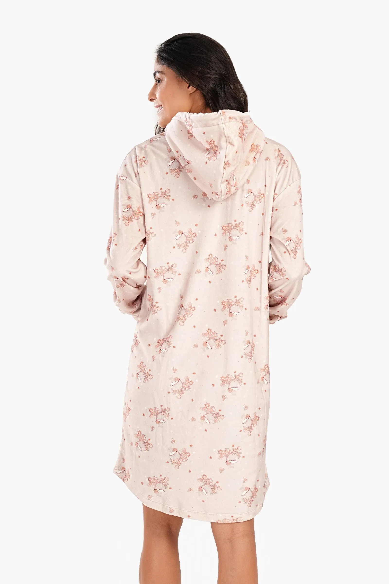 Printed Velvet Short Nighgown