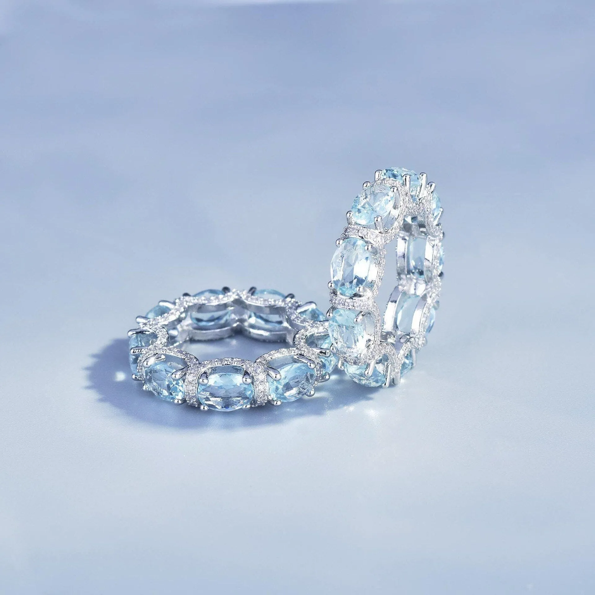 Sea Blue Crystal Promise Ring