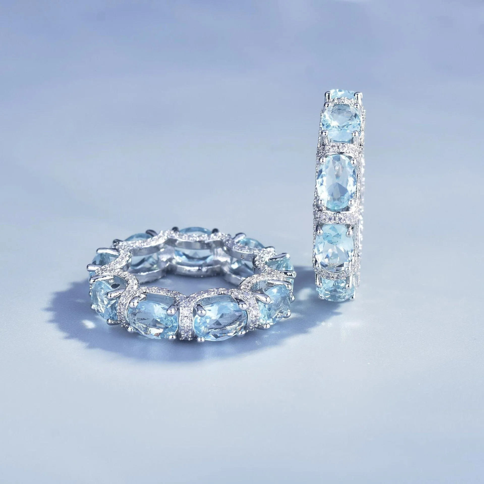 Sea Blue Crystal Promise Ring