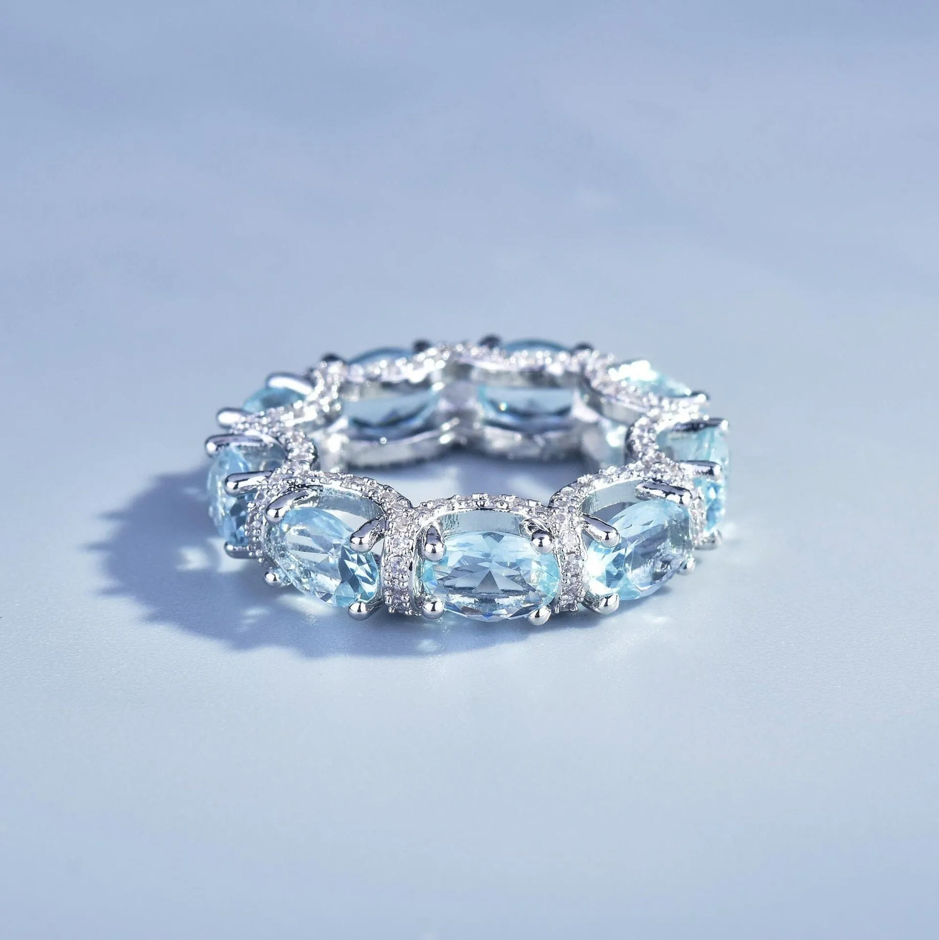 Sea Blue Crystal Promise Ring