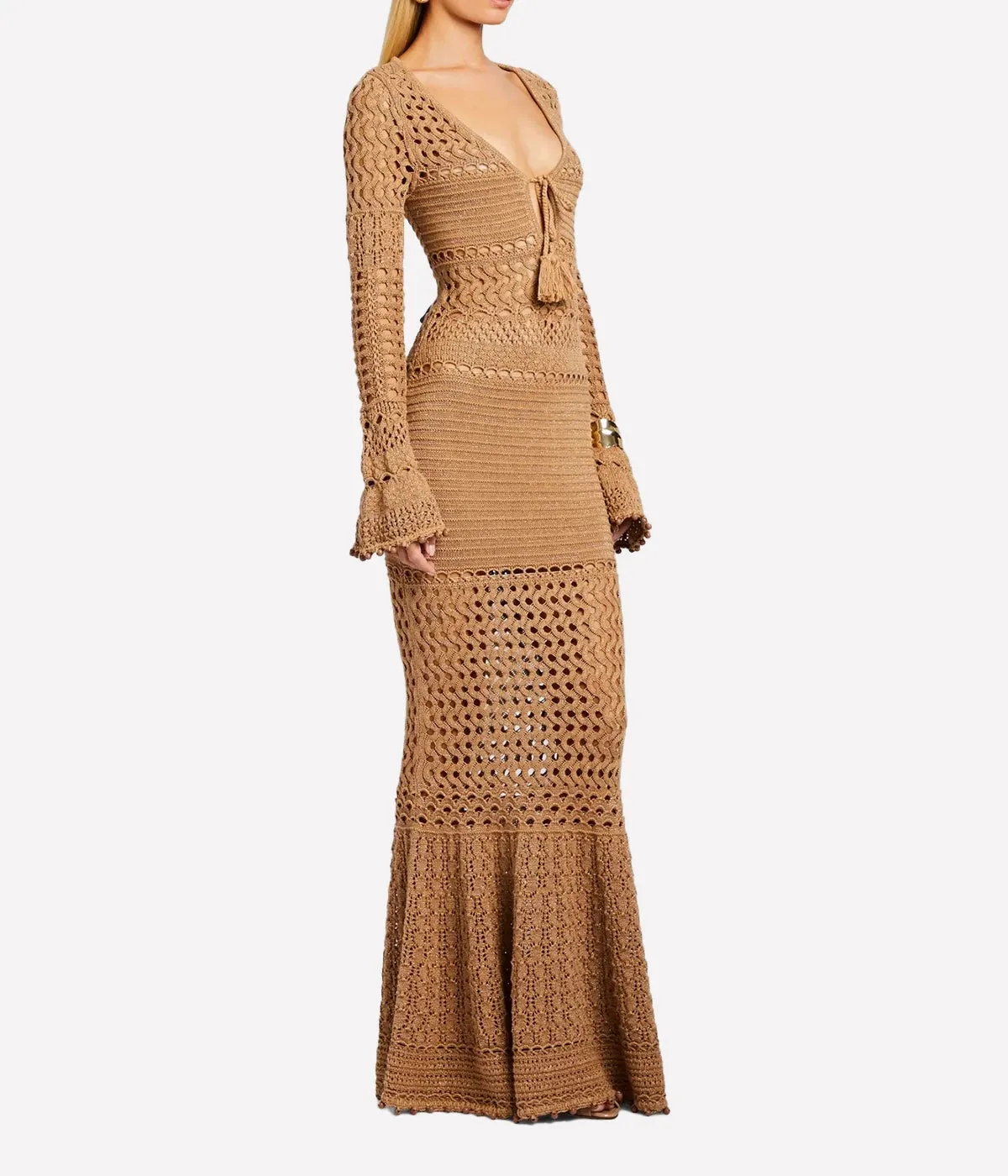 Sereno Dress in Metallic Nude Bronze