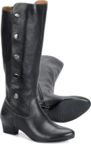 SOFFT Women's Rosie Snap Button Tall Leather Boot Black 7.5M