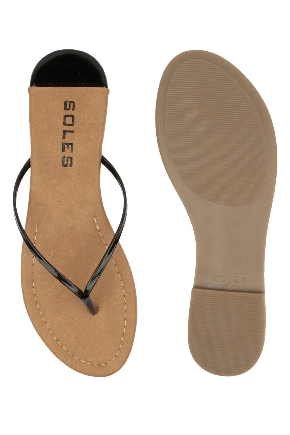 SOLES Classic Black Flat Sandals