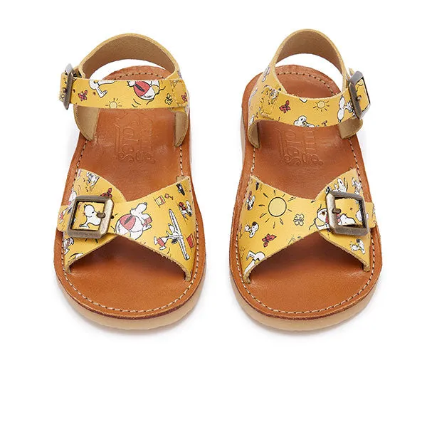 Sonny Sandal Snoopy Sun Print Mustard Leather