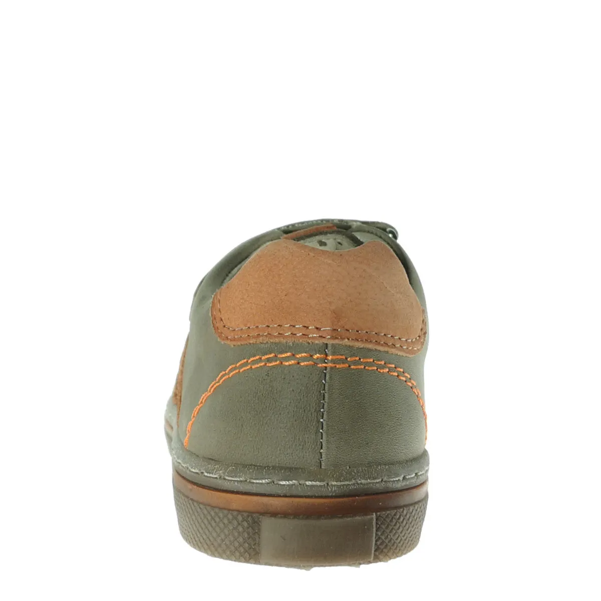 Szamos kid boy sneakers in light brown color with orange detail and double velcro strap big kid size