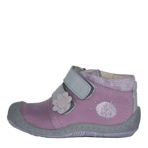 Szamos Kid Girl Sneakers Pale Purple With Ladybug And Flower Decor And Double Velcro Straps - Made In Europe