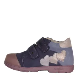 Szamos Kid Girl Supinated Sneakers Light Purple With Pink Toe Cap And Heart Decor - Made In Europe