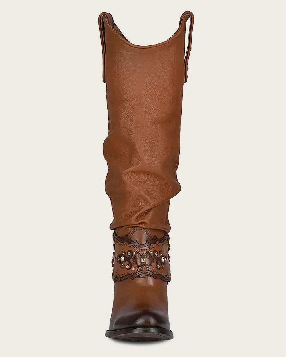 Tall honey bovine boot